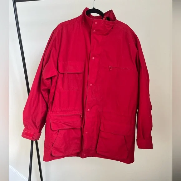 Vintage Eddie Bauer Red Parka with Green Wool Lined Plaid - Picture 2 of 4